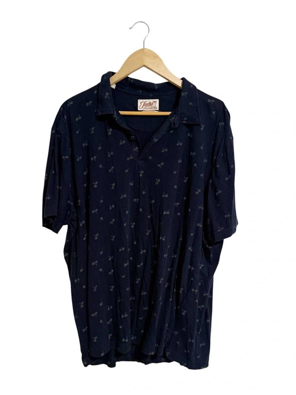 Jachs Hawaiian Tropical Palm Tree Pima Cotton Polo size XL Navy Blue